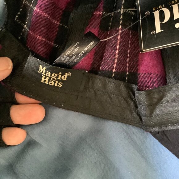 Magid Hats Plaid Baseball Cap Hot Pink Black NEW Adult Adjustable NWT - Picture 5 of 6